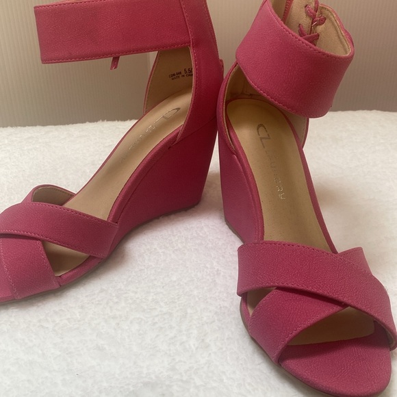 Chinese Laundry Wedge Heel Pink shoes. Size 5.5 - Picture 10 of 12